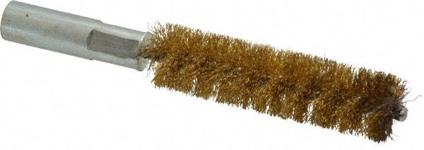 Value Collection - 5/8" Diam Helical Brass Tube Brush - Double Spiral, 0.014" Filament Diam, 2-23/64" Brush Length, 4" OAL, 5/16-18 Female Shank - Eagle Tool & Supply