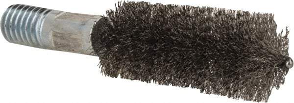 Value Collection - 1" Diam Helical Stainless Steel Tube Brush - Double Spiral, 0.012" Filament Diam, 2-23/64" Brush Length, 4" OAL, 1/2-12 Male Shank - Eagle Tool & Supply