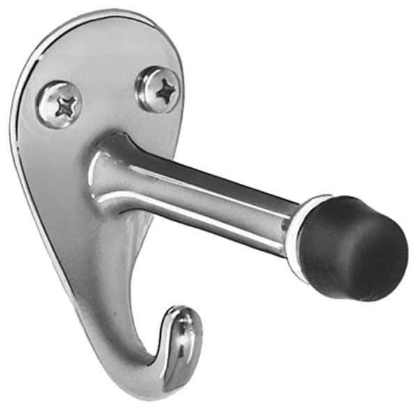 Bradley - 3" Projection Door Stop with Hook - Wall Mount, Chrome Finish - Eagle Tool & Supply