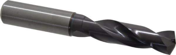 Guhring - 0.5906" 140° Spiral Flute Solid Carbide Screw Machine Drill Bit - FIREX Finish, Right Hand Cut, 65mm Flute Length, 115mm OAL, SU Point, Straight Shank - Eagle Tool & Supply