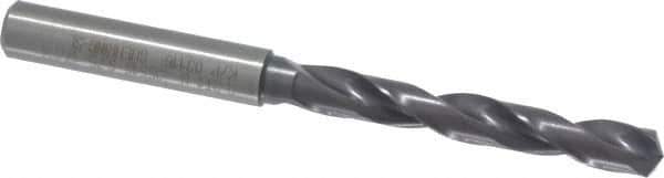 Guhring - Letter H 140° Solid Carbide Jobber Drill - FIREX Finish, Right Hand Cut, Spiral Flute, Straight Shank, 91mm OAL, SU Point - Eagle Tool & Supply
