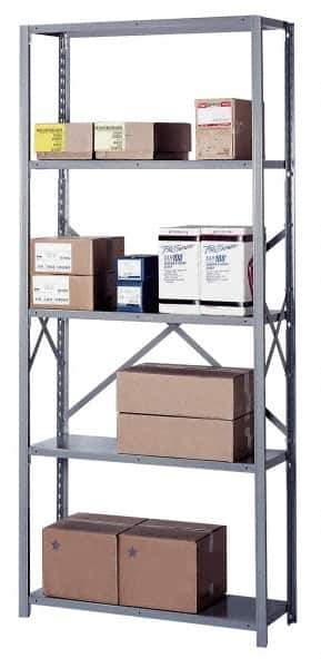Lyon - 5 Shelf Starter Open Steel Shelving - 1,300 Lb Capacity, 36" Wide x 84" High x 12" Deep, Gray - Eagle Tool & Supply