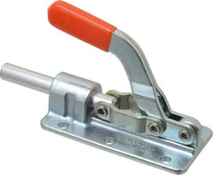 Lapeer - 800 Lb Load Capacity, Flanged Base, Carbon Steel, Standard Straight Line Action Clamp - 6 Mounting Holes, 0.28" Mounting Hole Diam, 1/2" Plunger Diam, Straight Handle - Eagle Tool & Supply