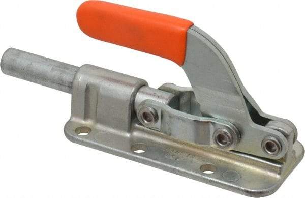 Lapeer - 2,500 Lb Load Capacity, Flanged Base, Carbon Steel, Standard Straight Line Action Clamp - 6 Mounting Holes, 0.34" Mounting Hole Diam, 5/8" Plunger Diam, Straight Handle - Eagle Tool & Supply