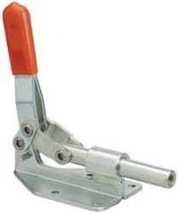 Lapeer - 300 Lb Load Capacity, Flanged Base, Carbon Steel, Standard Straight Line Action Clamp - 4 Mounting Holes, 0.222" Mounting Hole Diam, 1/2" Plunger Diam, Straight Handle - Eagle Tool & Supply