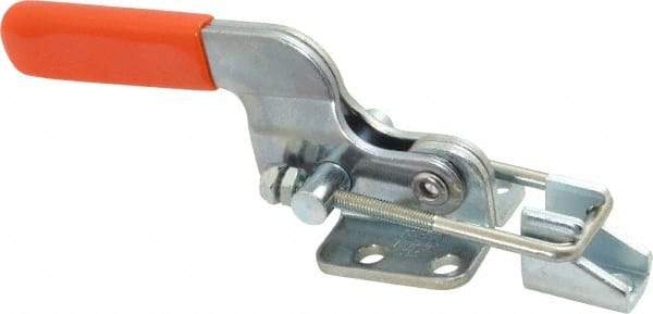 Lapeer - 700 Lb Capacity, Horizontal, U Hook, Flanged Base, Carbon Steel Pull Action Latch Clamp - 1-3/4" Drawing Movement, 5-3/8" OAL, Straight Handle - Eagle Tool & Supply