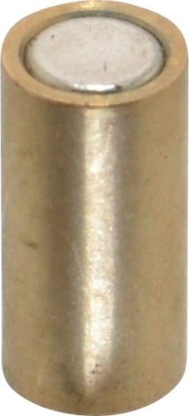 Mag-Mate - 1/4" Diam x 1/2" High, 0.75 Lb Average Pull Force, 1-1/2 Lb Max Pull Force, Neodymium Rare Earth Shielded Magnet - Brass Shield, 0.032" Shielding Wall Thickness - Eagle Tool & Supply