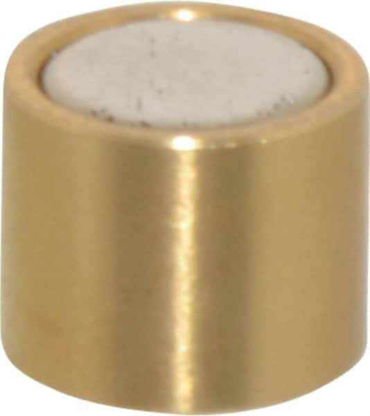 Mag-Mate - 5/16" Diam x 1/4" High, 1 Lb Average Pull Force, 2 Lb Max Pull Force, Neodymium Rare Earth Shielded Magnet - Brass Shield, 0.032" Shielding Wall Thickness - Eagle Tool & Supply