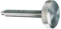 Morton Machine Works - M12x1.75 Knurled Shoulderless Dog Point Tip Grade 300 Stainless Steel Thumb Screw - 3" OAL, 1-1/4" Head Diam x 1/2" Head Height - Eagle Tool & Supply