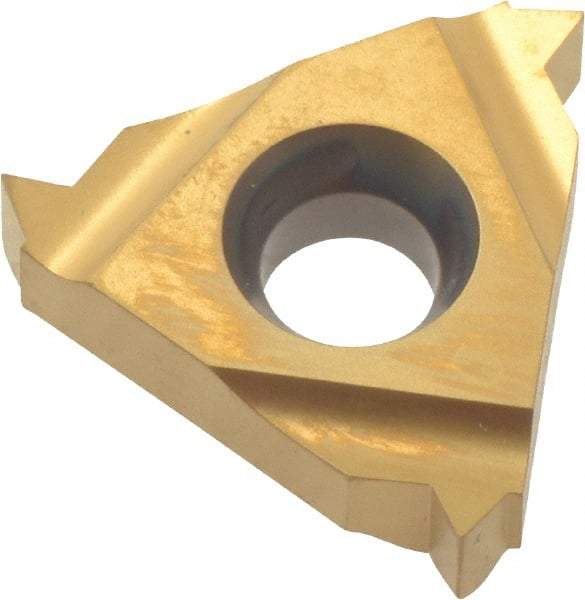 Carmex - 16ER External Right Hand 14 NPT Laydown Threading Insert - Grade BXC, TiN Coated Carbide - Eagle Tool & Supply