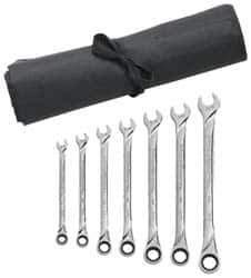 GearWrench - 7 Piece, 3/8" to 3/4", 12 Point Combination Wrench Set - Inch Measurement Standard, Full Polish Finish, Comes in Vinyl Pouch - Eagle Tool & Supply