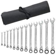 GearWrench - 13 Piece, 1/4" to 1", 12 Point Combination Wrench Set - Inch Measurement Standard, Full Polish Finish, Comes in Vinyl Pouch - Eagle Tool & Supply