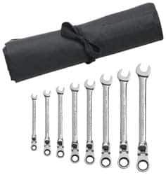 GearWrench - 8 Piece, 5/16" to 3/4", 12 Point Combination Wrench Set - Inch Measurement Standard, Chrome Finish, Comes in Vinyl Roll - Eagle Tool & Supply