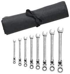 GearWrench - 8 Piece, 5/16" to 3/4", 12 Point Combination Wrench Set - Inch Measurement Standard, Chrome Finish, Comes in Vinyl Roll - Eagle Tool & Supply