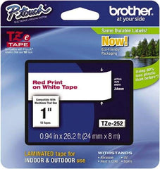 Brother - 7.8" Wide, Red on White Label Tape - For Label Maker - Eagle Tool & Supply