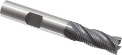 OSG - 3/8" Diam, Fine Pitch, 7/8" LOC, 4 Flute Cobalt Roughing Square End Mill - TiCN Finish, 2-5/8" OAL, 3/8" Shank Diam, Single End, 30° Helix - Eagle Tool & Supply