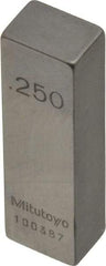 Mitutoyo - 0.25" Rectangular Steel Gage Block - Accuracy Grade AS-1, Includes Certificate of Inspection - Eagle Tool & Supply