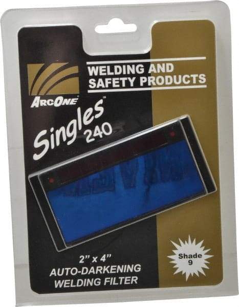 ArcOne - 4-1/4" Wide x 2" High, Lens Shade 9, Auto-Darkening Lens - 0.2" Thick, Green, Horizontal Mount - Eagle Tool & Supply