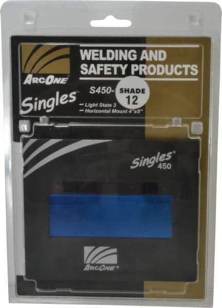ArcOne - 5-1/4" Wide x 4-1/2" High, Lens Shade 12, Auto-Darkening Lens - 0.2" Thick, Green, Horizontal Mount - Eagle Tool & Supply