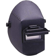Jackson Safety - 4-1/4" Window Width x 2" Window Height, 10 Shade Fixed Shade Lens, Front Lift Welding Helmet - Black Vulcanized Fiber Green Lens - Eagle Tool & Supply