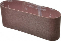 Norton - 4" Wide x 24" OAL, 50 Grit, Aluminum Oxide Abrasive Belt - Aluminum Oxide, Coarse, Coated, X Weighted Cloth Backing, Series R228 - Eagle Tool & Supply