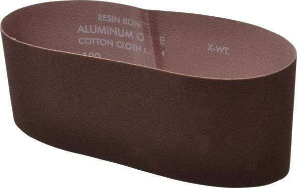 Norton - 4" Wide x 24" OAL, 100 Grit, Aluminum Oxide Abrasive Belt - Aluminum Oxide, Fine, Coated, X Weighted Cloth Backing, Series R228 - Eagle Tool & Supply