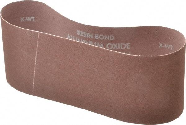 Norton - 4" Wide x 24" OAL, 120 Grit, Aluminum Oxide Abrasive Belt - Aluminum Oxide, Fine, Coated, X Weighted Cloth Backing, Series R228 - Eagle Tool & Supply