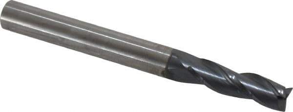 SGS - 15/64", 3/4" LOC, 1/4" Shank Diam, 2-1/2" OAL, 3 Flute, Solid Carbide Square End Mill - Single End, AlTiN Finish, Spiral Flute, 30° Helix, Centercutting, Right Hand Cut, Right Hand Flute, Series 5 - Eagle Tool & Supply