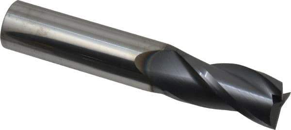 SGS - 5/8", 1-1/4" LOC, 5/8" Shank Diam, 3-1/2" OAL, 3 Flute, Solid Carbide Square End Mill - Single End, AlTiN Finish, Spiral Flute, 30° Helix, Centercutting, Right Hand Cut, Right Hand Flute, Series 5 - Eagle Tool & Supply