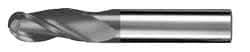 SGS - 27/64" Diam, 1" LOC, 3 Flute Solid Carbide Ball End Mill - AlTiN Finish, Single End, 2-3/4" OAL, 7/16" Shank Diam, Spiral Flute - Eagle Tool & Supply