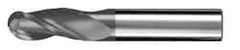 SGS - 5/8" Diam, 1-1/4" LOC, 3 Flute Solid Carbide Ball End Mill - AlTiN Finish, Single End, 3-1/2" OAL, 5/8" Shank Diam, Spiral Flute - Eagle Tool & Supply