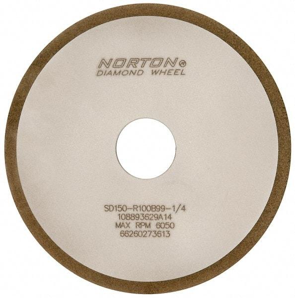 Norton - 6" Diam x 1-1/4" Hole x 1/8" Thick, 150 Grit Surface Grinding Wheel - Diamond, Type 1A1, Very Fine Grade, Resinoid Bond - Eagle Tool & Supply