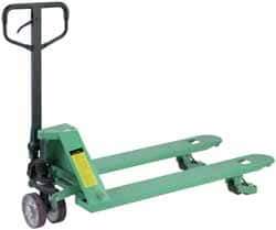 Wesco Industrial Products - 5,000 Lb Capacity, 7" Lift Side Roller Pallet Truck - 3.4" Min Lift Height, 48" Fork Length x 27" Fork Width, 27" Overall Width - Eagle Tool & Supply