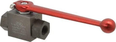 HYDAC - 3/8" Pipe, Carbon Steel Standard Ball Valve - 1 Piece, FNPT x FNPT Ends, Lever Handle, 7,250 WOG - Eagle Tool & Supply