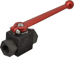 HYDAC - 1/2" Pipe, Carbon Steel Standard Ball Valve - 1 Piece, FNPT x FNPT Ends, Lever Handle, 5,800 WOG - Eagle Tool & Supply