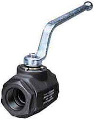 HYDAC - 2" Pipe, Carbon Steel Standard Ball Valve - 1 Piece, SAE x SAE Ends, Lever Handle, 5,000 WOG - Eagle Tool & Supply