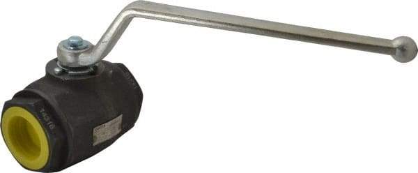 HYDAC - 1-1/2" Pipe, Carbon Steel Standard Ball Valve - 1 Piece, FNPT x FNPT Ends, Lever Handle, 5,000 WOG - Eagle Tool & Supply