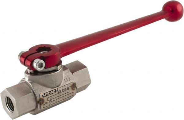 HYDAC - 1/4" Pipe, Stainless Steel Standard Ball Valve - 1 Piece, FNPT x FNPT Ends, Lever Handle, 7,250 WOG - Eagle Tool & Supply