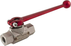 HYDAC - 1/4" Pipe, Stainless Steel Standard Ball Valve - 1 Piece, FNPT x FNPT Ends, Lever Handle, 7,250 WOG - Eagle Tool & Supply