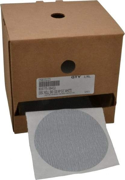 Made in USA - 5" Diam, 320 Grit Silicon Carbide Adhesive PSA Disc - Extra Fine Grade, B Weighted Paper Backing, For Low Speed Dual-Action Sanders, Random Orbital Sanders - Eagle Tool & Supply