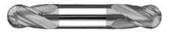 SGS - 7/16" Diam, 9/16" LOC, 4 Flute Solid Carbide Ball End Mill - AlTiN Finish, Double End, 2-3/4" OAL, 7/16" Shank Diam, Spiral Flute - Eagle Tool & Supply