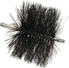 Schaefer Brush - 4-1/2" Brush Length, 6-1/2" Diam, Double Stem, Double Spiral Tube Brush - 7-1/2" Long, Tempered Steel Wire, 1/4" NPT Male Connection - Eagle Tool & Supply