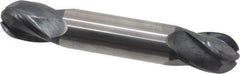 SGS - 1/2" Diam, 5/8" LOC, 4 Flute Solid Carbide Ball End Mill - AlTiN Finish, Double End, 3" OAL, 1/2" Shank Diam, Spiral Flute - Eagle Tool & Supply