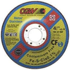 Camel Grinding Wheels - 24 Grit, 9" Wheel Diam, 1/8" Wheel Thickness, Type 27 Depressed Center Wheel - Aluminum Oxide, Resinoid Bond, S Hardness, 6,650 Max RPM, Compatible with Angle Grinder - Eagle Tool & Supply