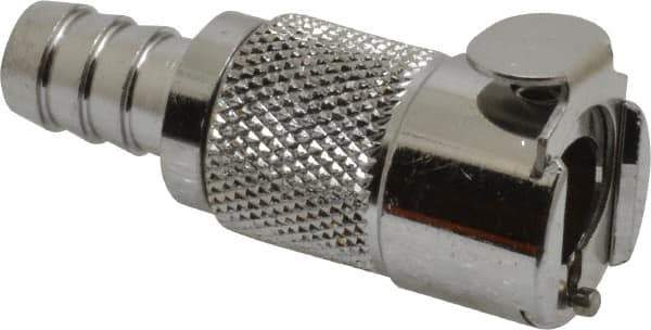 CPC Colder Products - 3/8" Inside Tube Diam, Brass, Quick Disconnect, Hose Barb Inline Coupling Body - 250 Max psi, -40 to 175°F, 1.87" OAL x 0.75" Overall Height, Chrome Plated - Eagle Tool & Supply