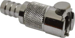 CPC Colder Products - 3/8" Inside Tube Diam, Brass, Quick Disconnect, Hose Barb Inline Coupling Body - 250 Max psi, -40 to 175°F, 1.87" OAL x 0.75" Overall Height, Chrome Plated - Eagle Tool & Supply