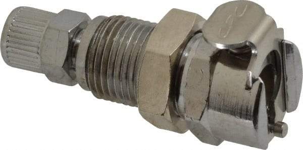 CPC Colder Products - PTF Brass, Quick Disconnect, Valved Panel Mount Coupling Body - 250 Max psi, -40 to 180°F, 1.87" OAL x 0.63" Overall Height, Chrome Plated - Eagle Tool & Supply