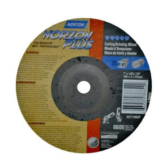 Norton - 7" Wheel Diam, 1/8" Wheel Thickness, 7/8" Arbor Hole, Type 27 Depressed Center Wheel - Ceramic, 8,600 Max RPM, Compatible with Angle Grinder - Eagle Tool & Supply