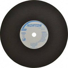 Norton - 10" 36 Grit Aluminum Oxide Cutoff Wheel - 3/32" Thick, 5/8" Arbor, 6,110 Max RPM, Use with Stationary Tools - Eagle Tool & Supply
