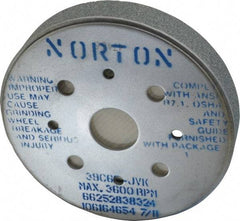 Norton - 6" Diam, 4" Hole Size, 1" Overall Thickness, 60 Grit, Type 2 Tool & Cutter Grinding Wheel - Medium Grade, Silicon Carbide, J Hardness, Vitrified Bond, 3,600 RPM - Eagle Tool & Supply